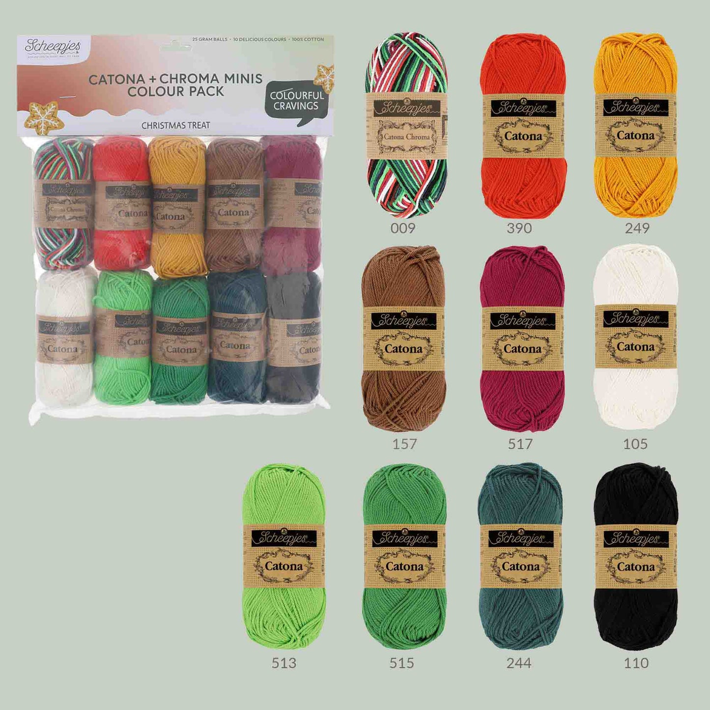 Scheepjes Catona & Chroma colour pack 10x25g - Christmas Treat