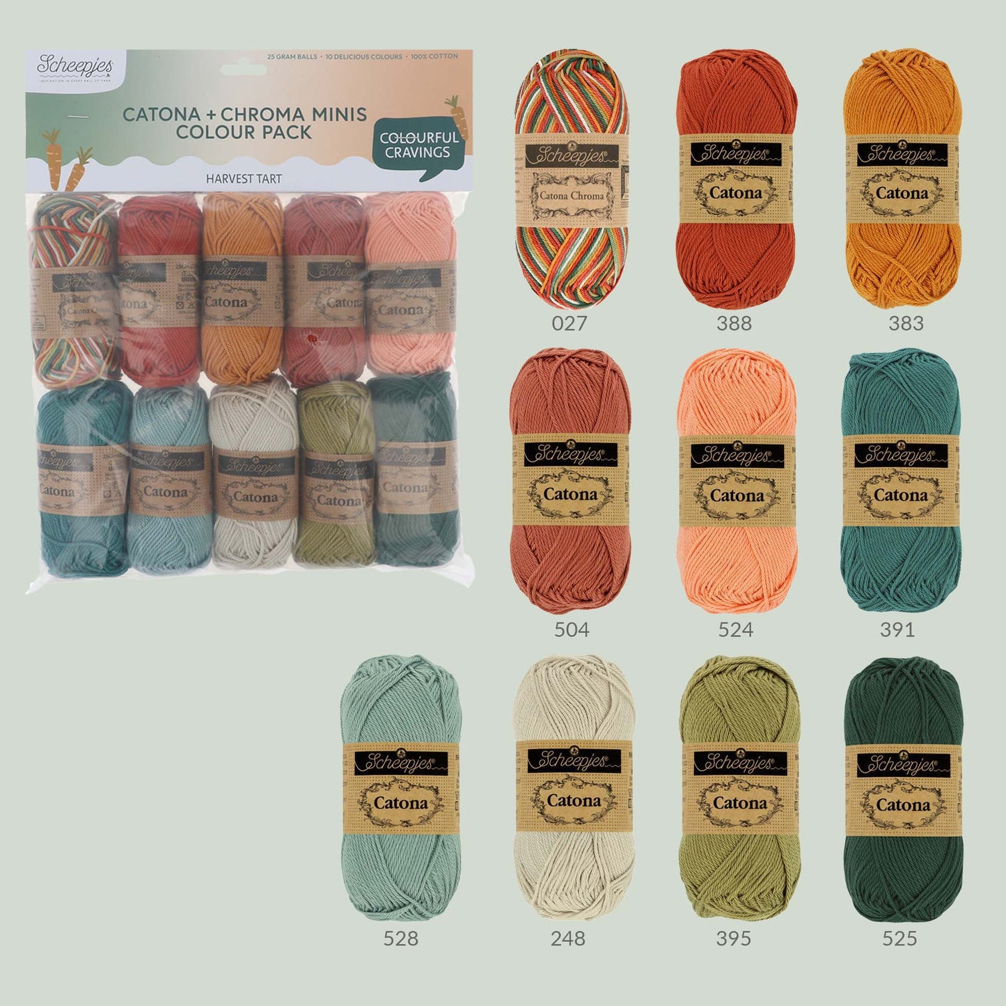 Scheepjes Catona & Chroma colour pack 10x25g - Harvest Tart
