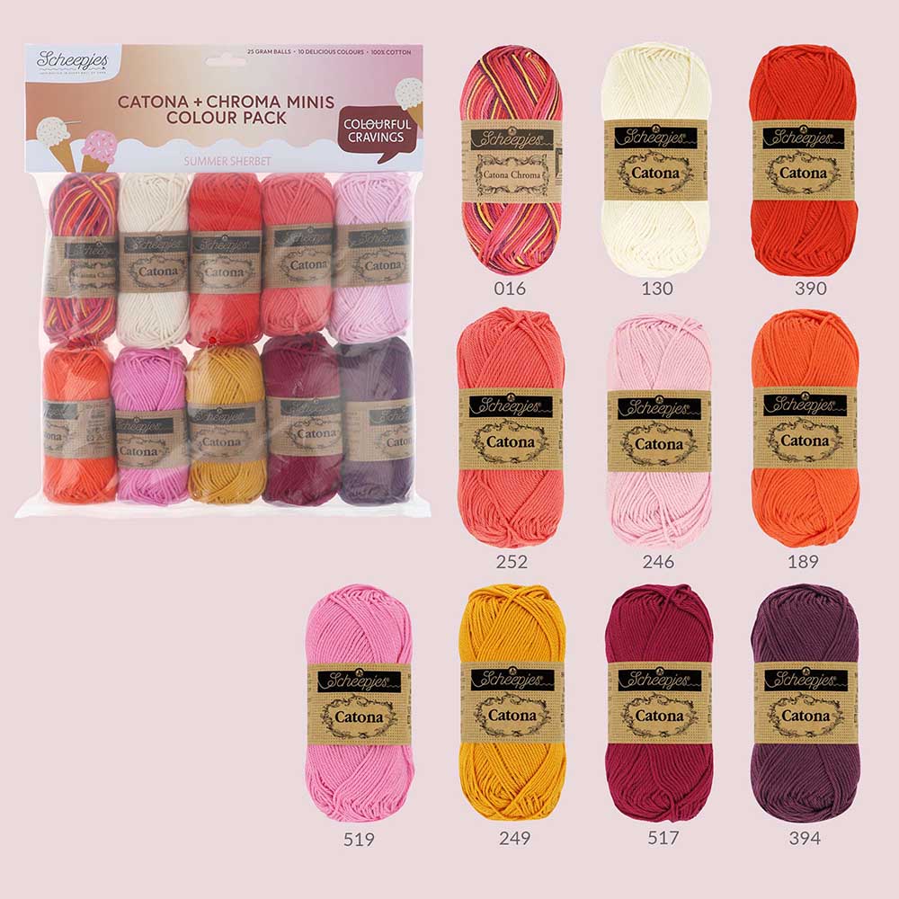 Scheepjes Catona & Chroma colour pack 10x25g - Summer Sherbet