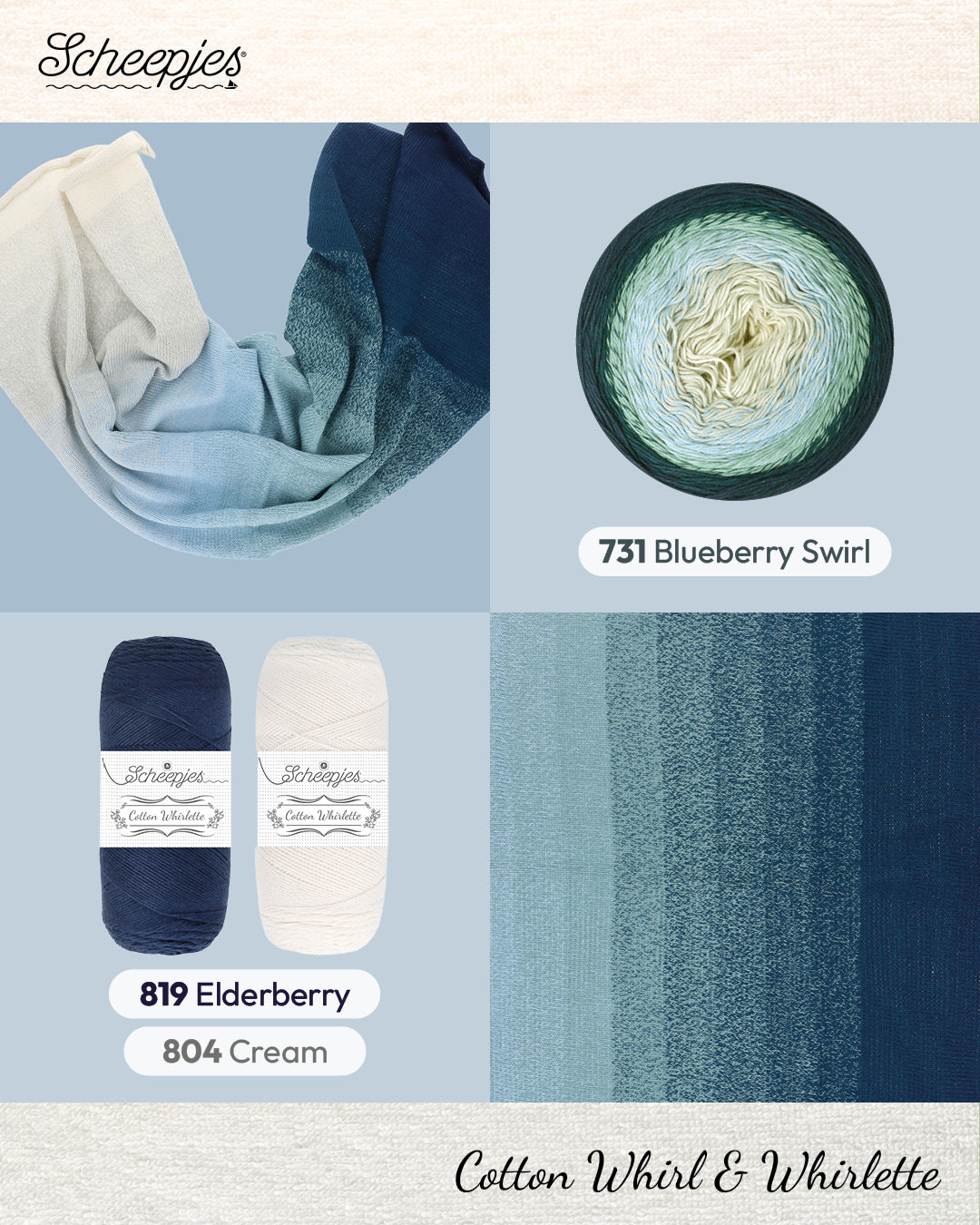 Scheepjes Cotton Whirl - 731 Blueberry Swirl