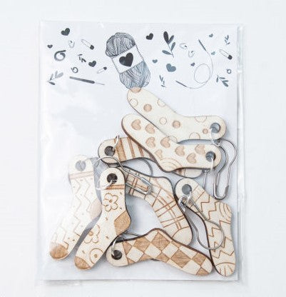 Wooden Socks Stitch Markers Set of 8