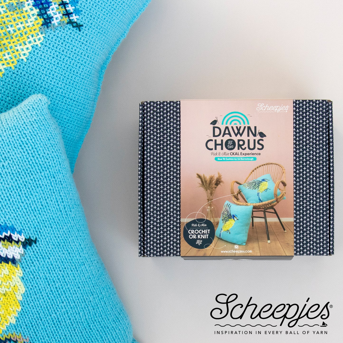 Scheepjes CKAL Dawn Chorus Blue Tit Cushion Kit (Crochet & Knit)