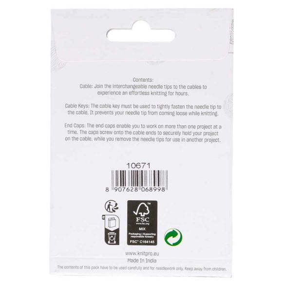 KnitPro Swivel Interchangeable Circular Knitting Needle Cable - 40cm - 150cm