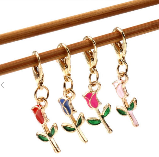 Rose Stitch Markers set of 4
