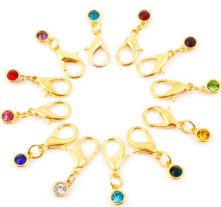 Birthstone Gold Stitch Markers set of 12
