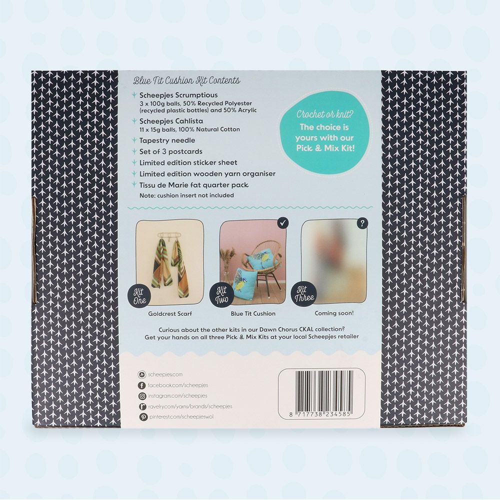 Scheepjes CKAL Dawn Chorus Blue Tit Cushion Kit (Crochet & Knit)