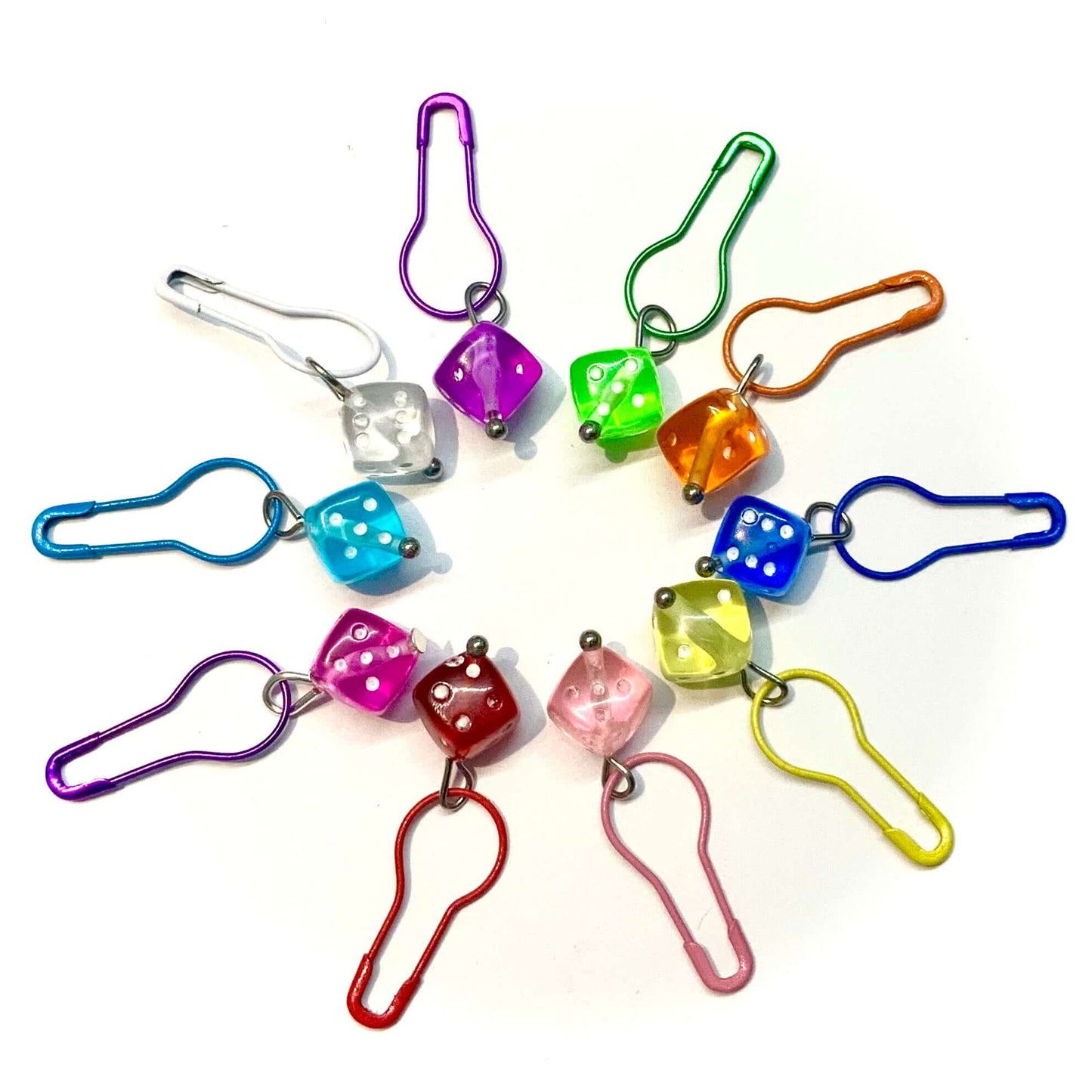 Glass Dice Stitch Markers Set of 6 - Random Colours