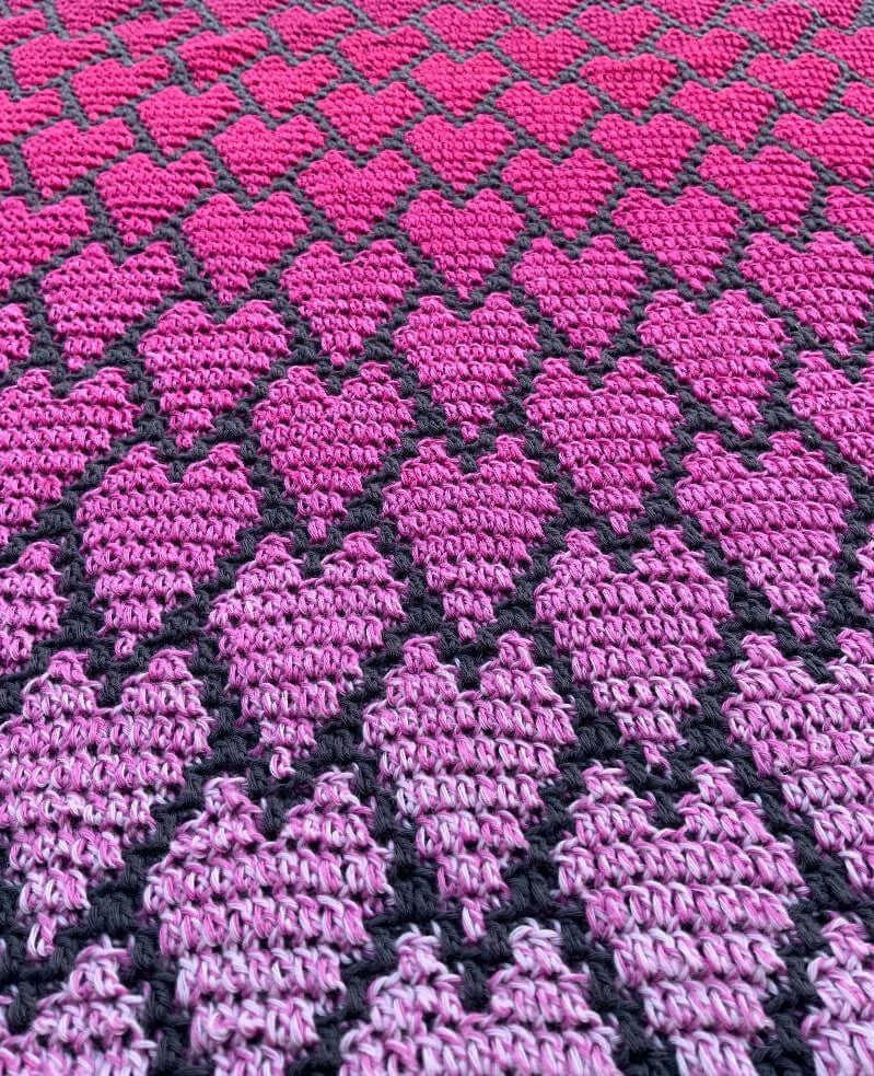 Mosaic Crochet Heart Blanket - Instant Download (Crochet)