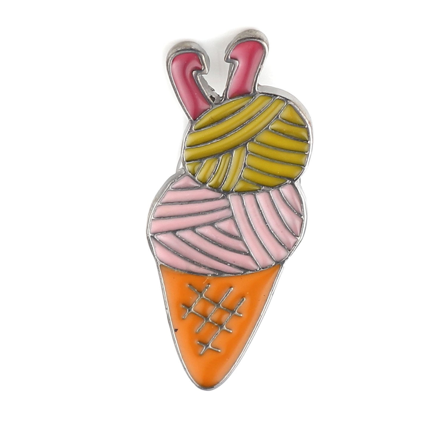 Ice Cream Yarn with Knitting Needles Pin