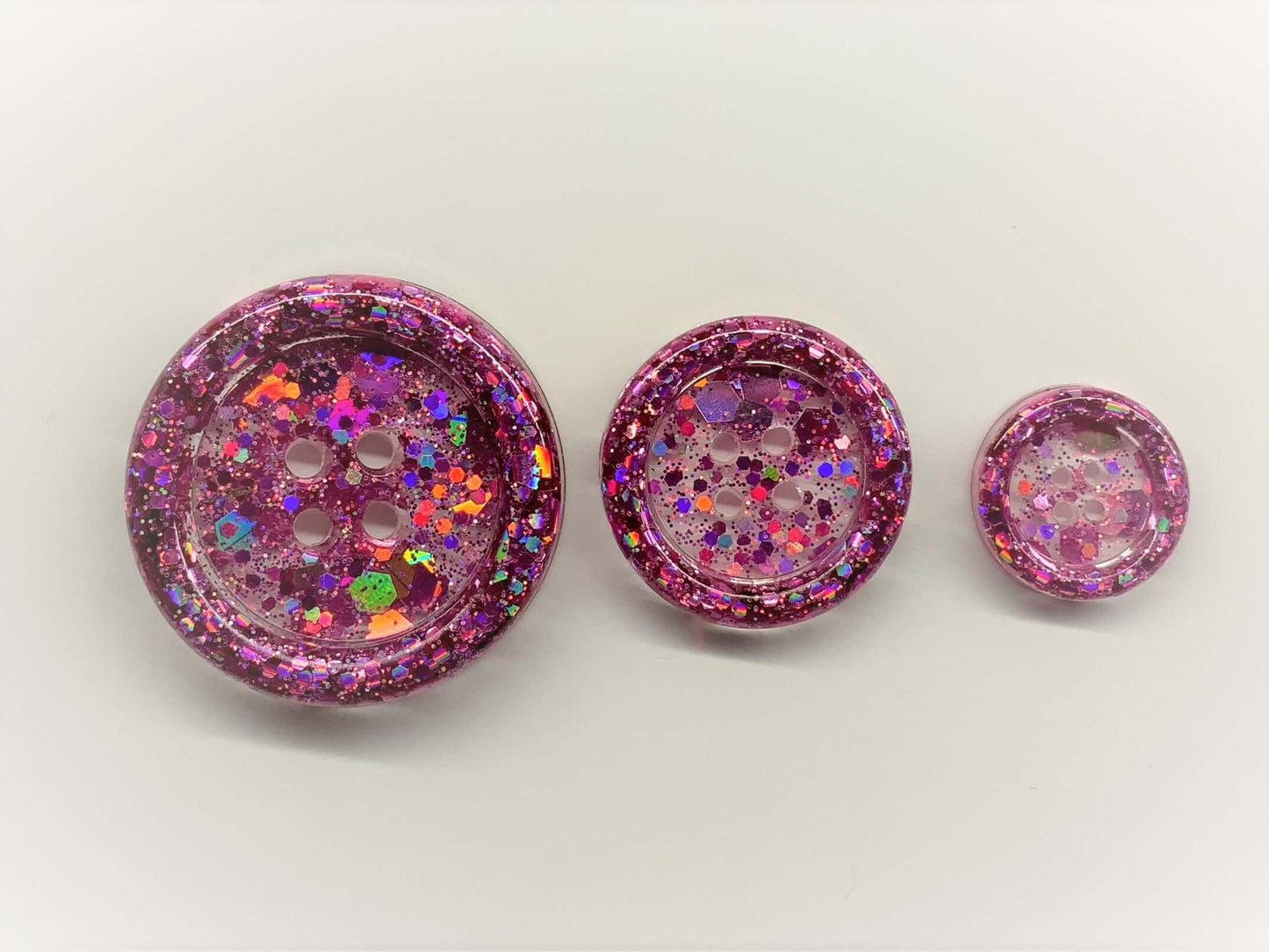 Pink Holographic Buttons - B007