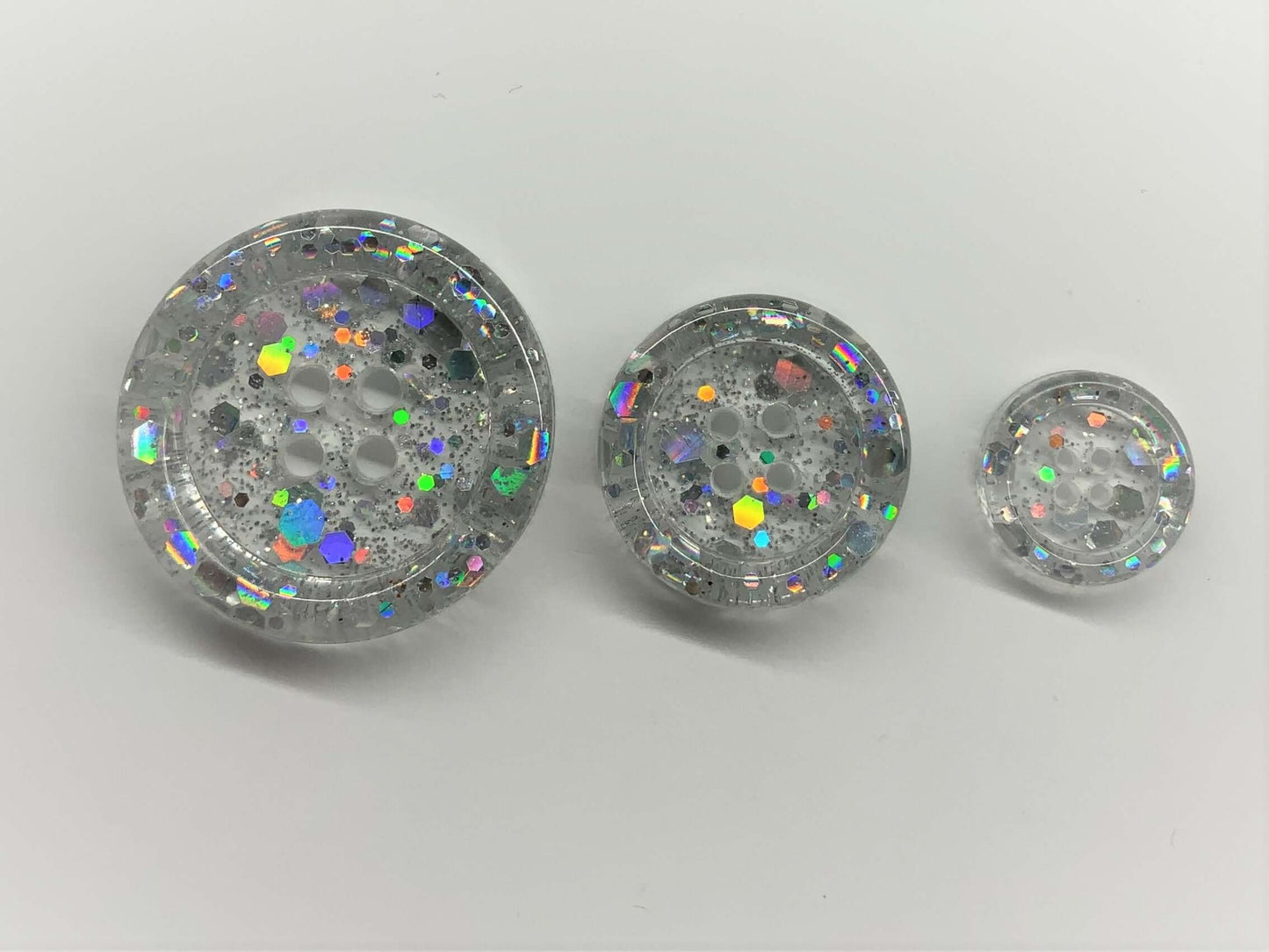 Silver Holographic Buttons - B005