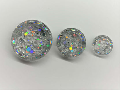 Silver Holographic Buttons - B005