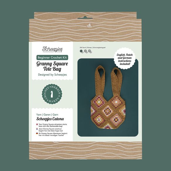 Granny Square Tote Bag Crochet Kit (Gold) - Scheepjes Beginner Crochet Kit