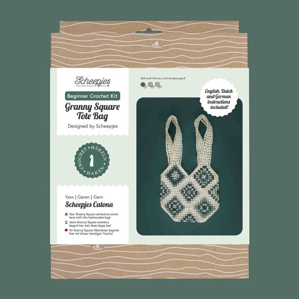 Granny Square Tote Bag Crochet Kit (Blue) - Scheepjes Beginner Crochet Kit