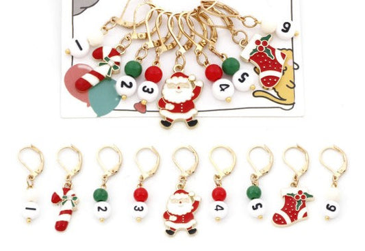 Christmas Number Stitch Markers set of 9