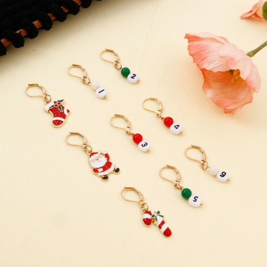 Christmas Number Stitch Markers set of 9