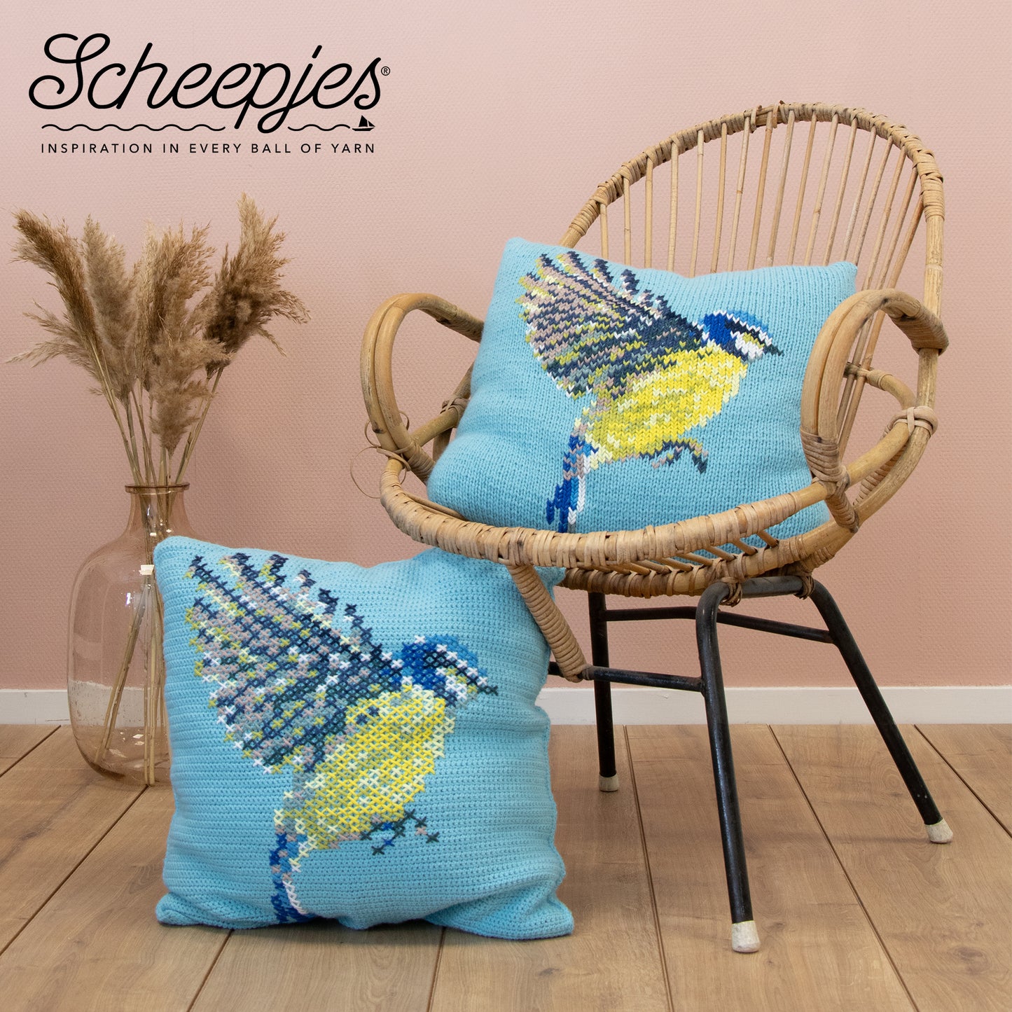 Scheepjes CKAL Dawn Chorus Blue Tit Cushion Kit (Crochet & Knit)