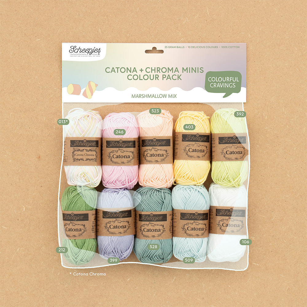 Scheepjes Catona & Chroma colour pack 10x25g - Marshmallow Mix