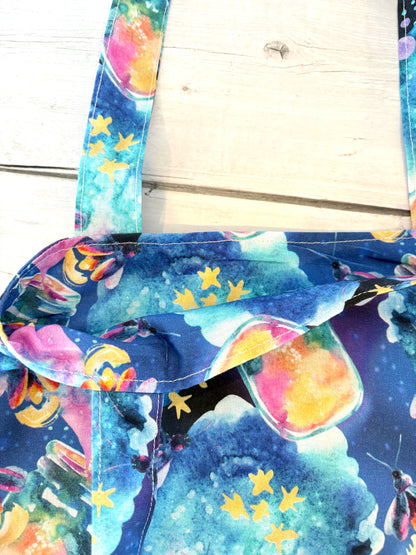 Handmade Cotton Project Tote Bag for Knitting, Crochet, Yarn and other Crafts - Firefly Large