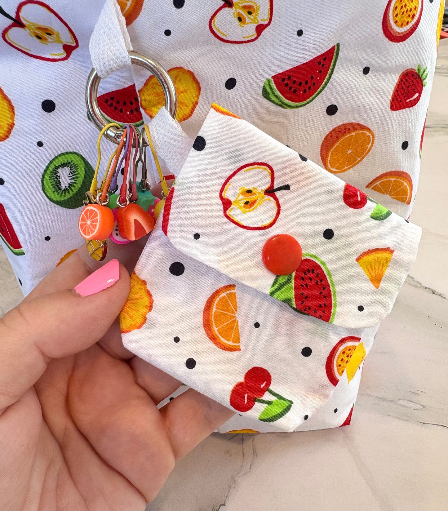 Pouch with Measuring Tape - Fruit Salad White