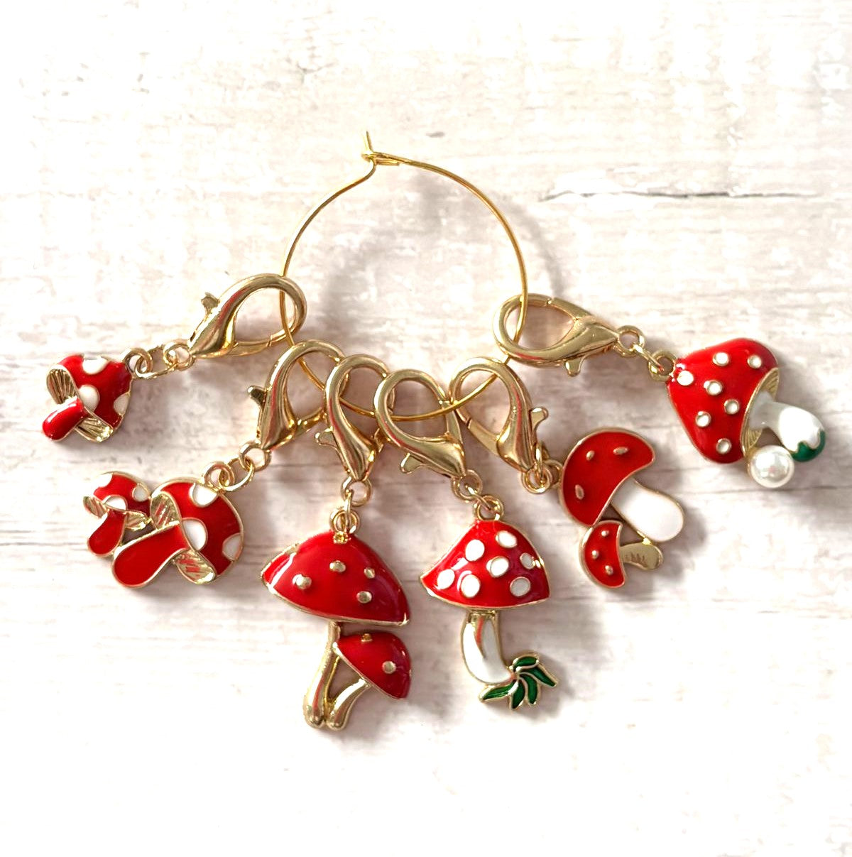 Mushroom Stitch Markers x6
