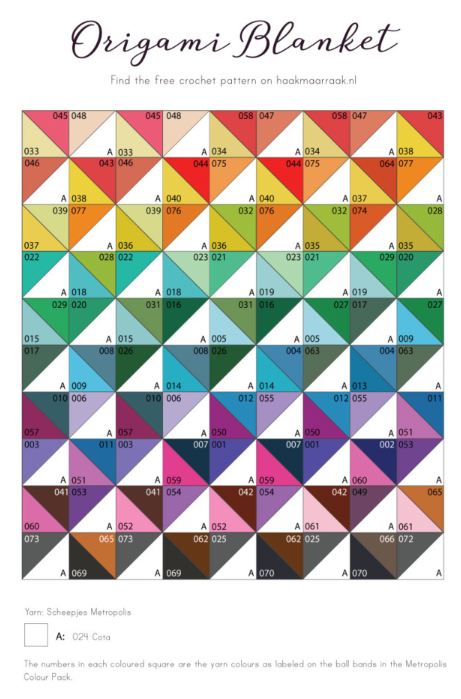 Rainbow Origami Blanket by Haak Maar Raak - Yarn Kit