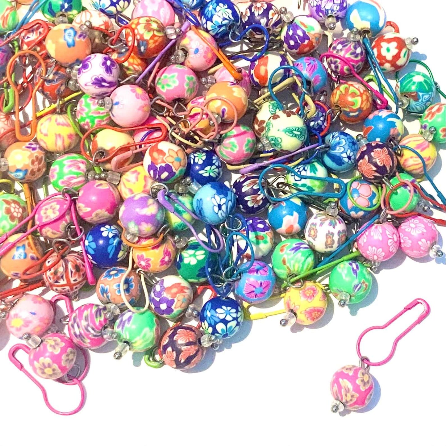 Polymer Clay 10mm Bead Stitch Markers Set of 5 - Random Colours