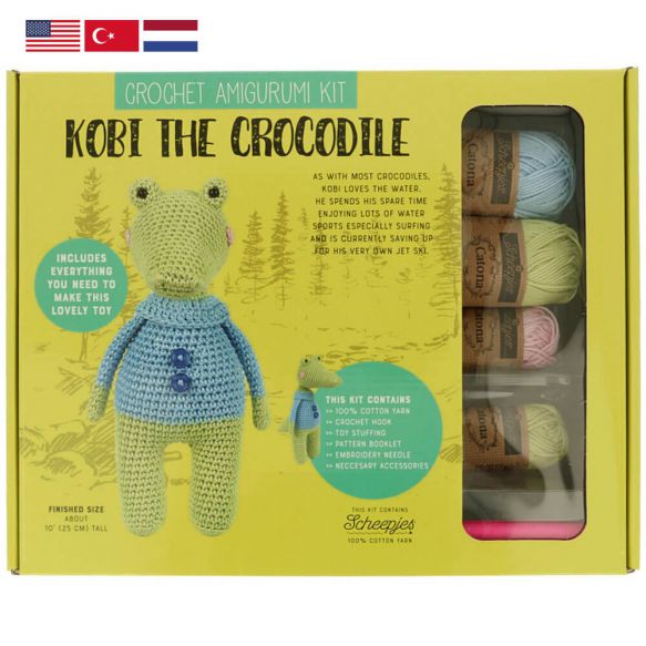 Tuva Crochet Kit Amigurumi with Scheepjes Catona - Kobi the Crocodile