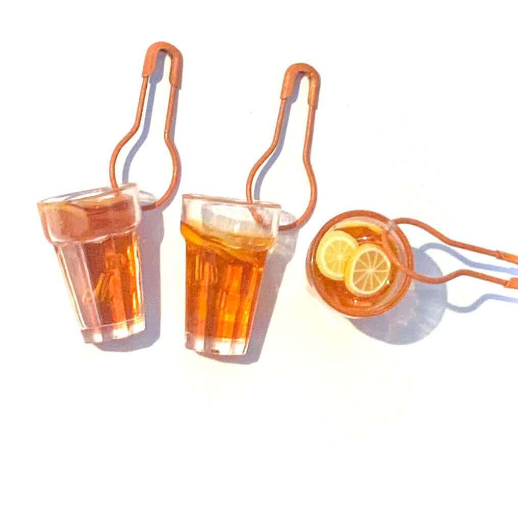 Ice Tea with slices of lemon stitch markers - Set of 3