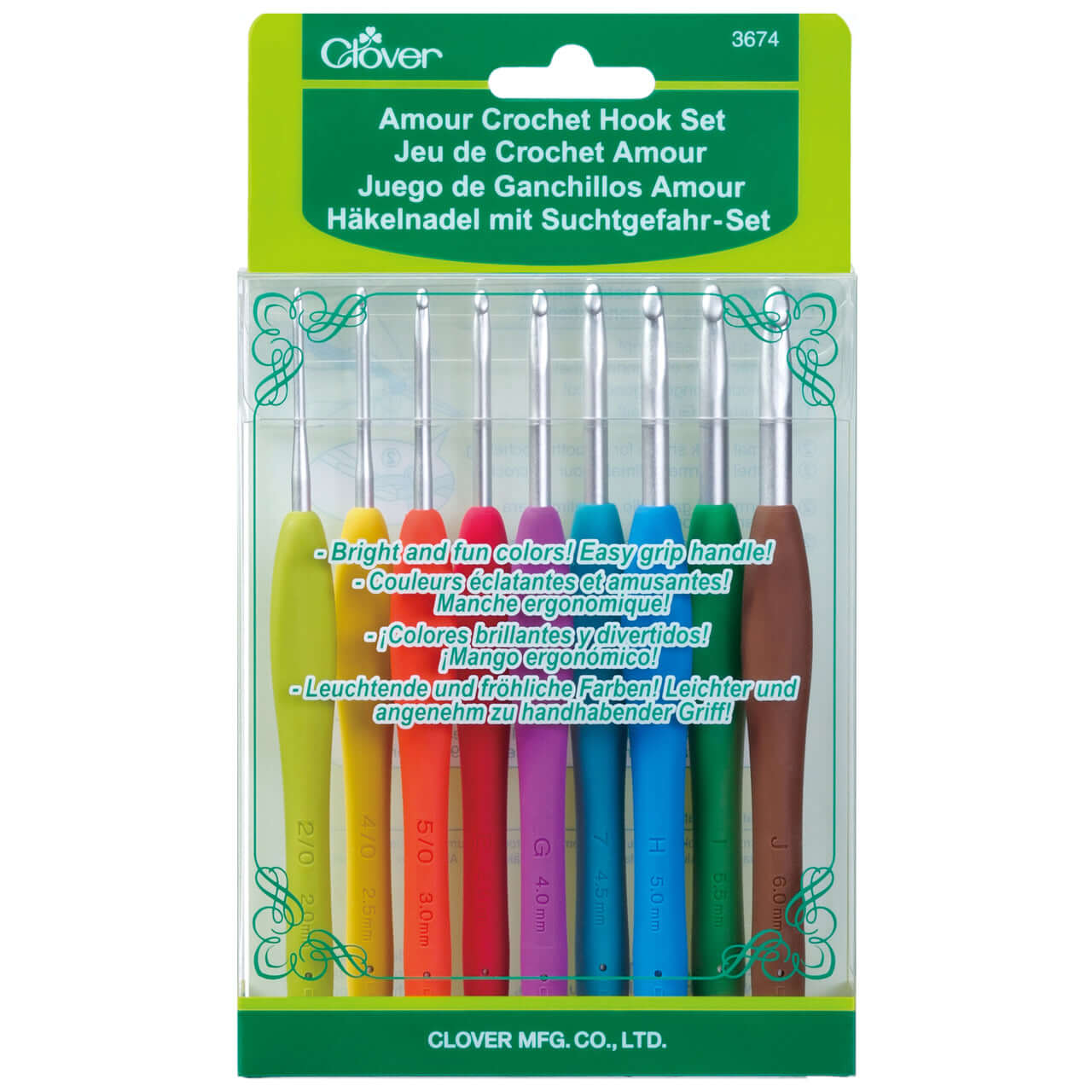 Clover Amour Crochet Hook Set of 9 - 2.00mm - 6.00mm