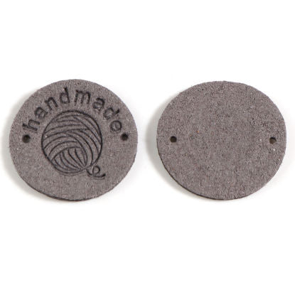 'Handmade' Faux Suede 25mm Label - Grey