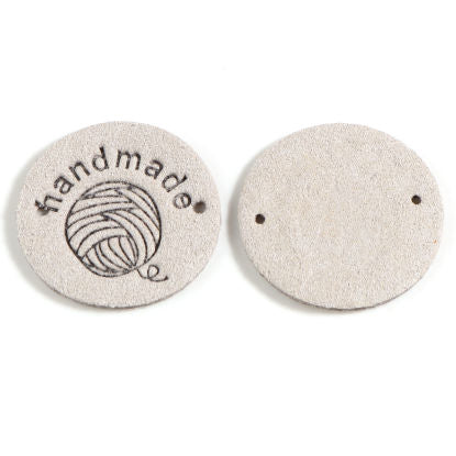 'Handmade' Faux Suede 25mm Label - Light Grey