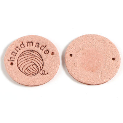 'Handmade' Faux Suede 25mm Label - Peachy Beige