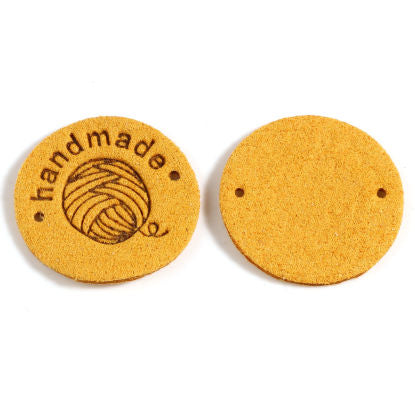 'Handmade' Faux Suede 25mm Label - Ginger