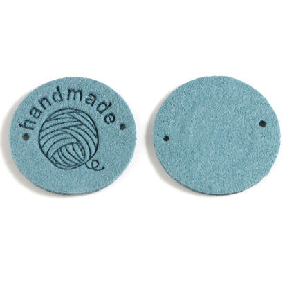 'Handmade' Faux Suede 25mm Label - Teal