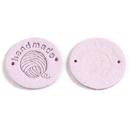 'Handmade' Faux Suede 25mm Label - Mauve