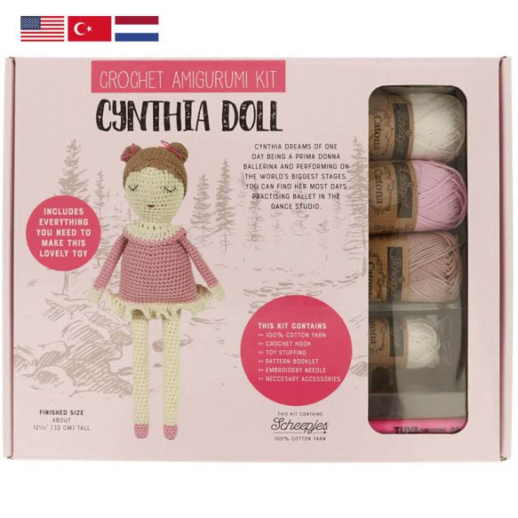 Tuva Crochet Kit Amigurumi with Scheepjes Catona - Cynthia Doll