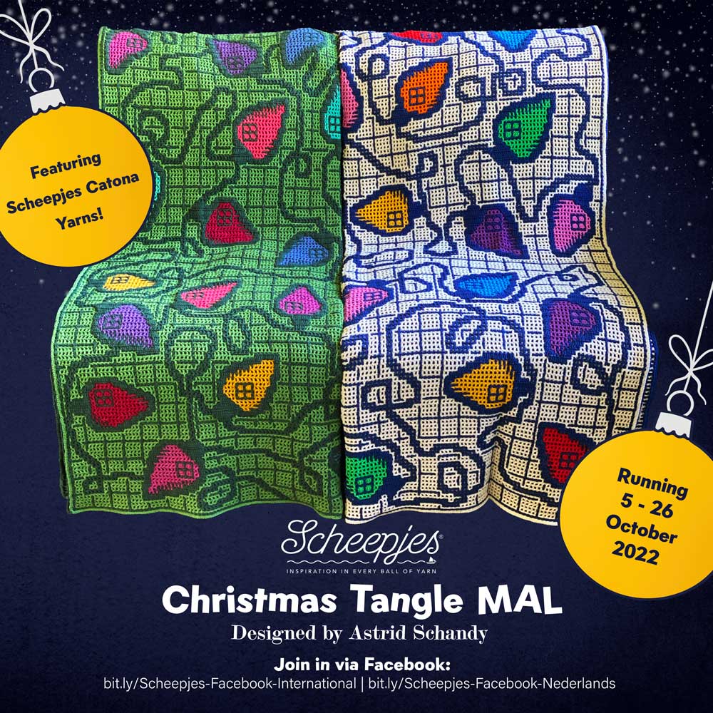 Christmas Tangle Blanket by Astrid Schandy - Snowy Rainbow Colourway