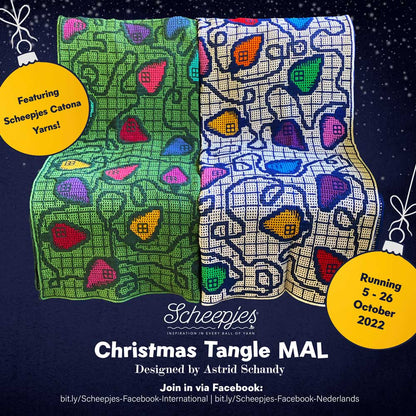 Christmas Tangle Blanket by Astrid Schandy - Snowy Rainbow Colourway