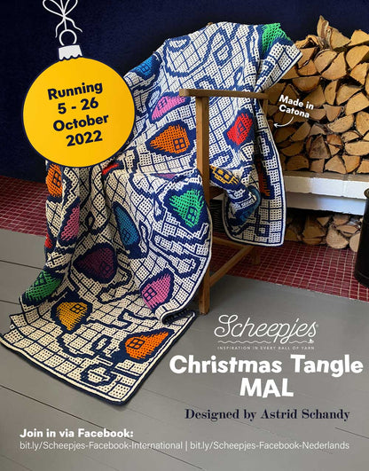 Christmas Tangle Blanket by Astrid Schandy - Snowy Rainbow Colourway