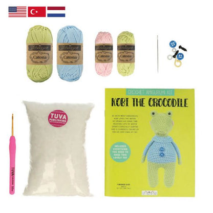 Tuva Crochet Kit Amigurumi with Scheepjes Catona - Kobi the Crocodile