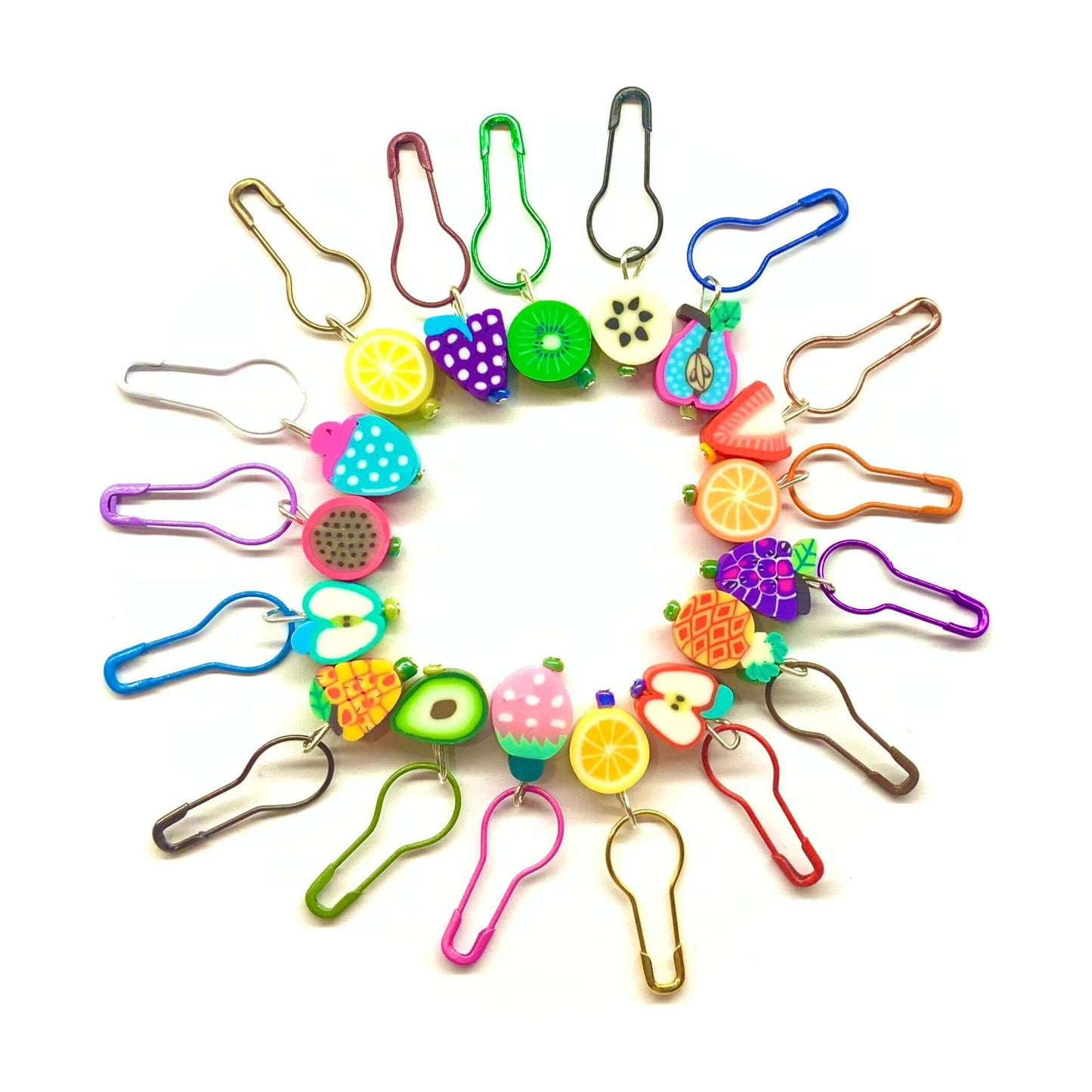 Fruit Salad Stitch Markers Set of 17 - Bulb Pins