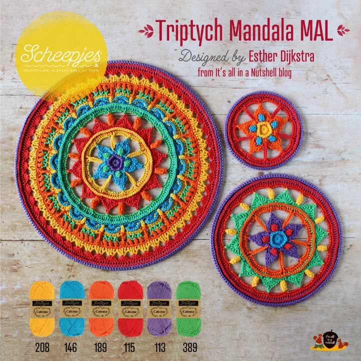 Triptych Mandala MAL - Rainbow Bright