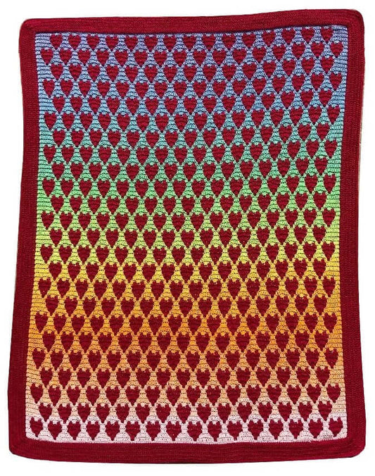 Full of Love Mosaic Crochet Heart Blanket - Instant Download (Crochet)