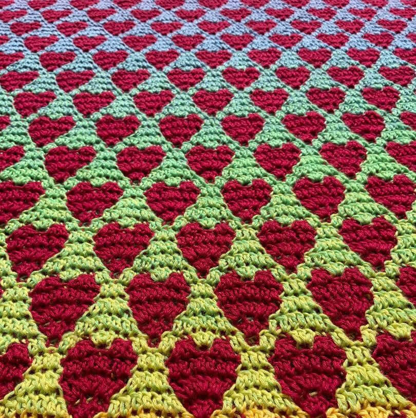 Full of Love Mosaic Crochet Heart Blanket - Instant Download (Crochet)