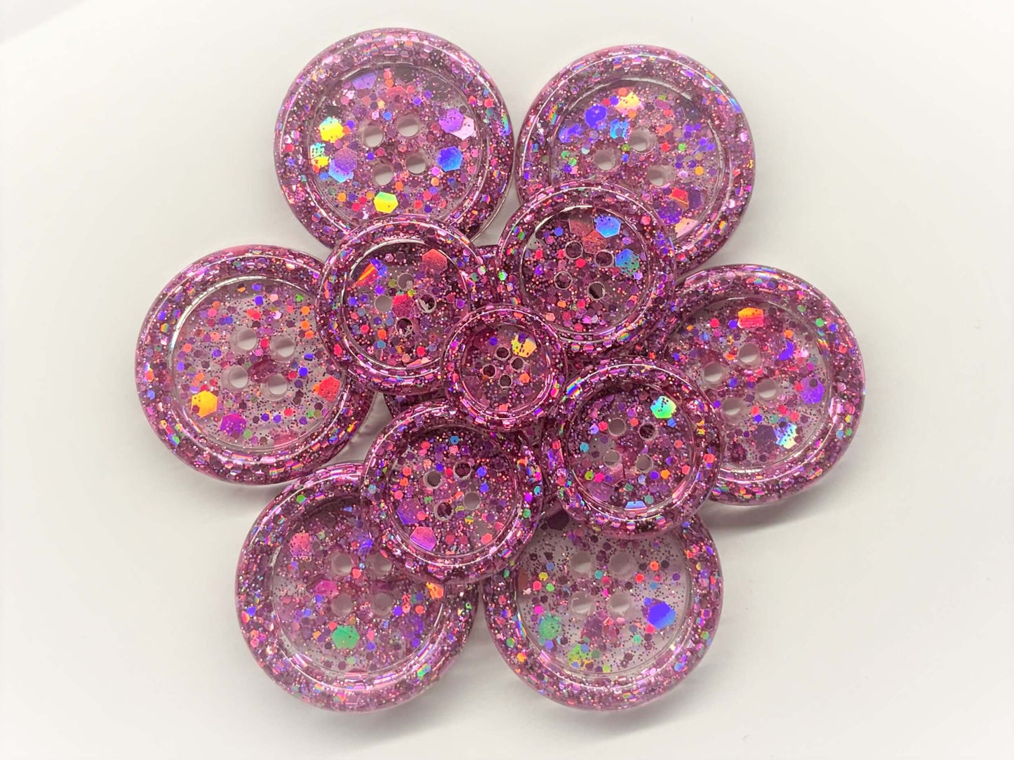 Pink Holographic Buttons - B007
