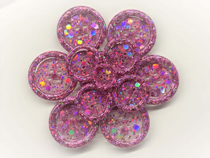 Pink Holographic Buttons - B007