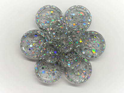 Silver Holographic Buttons - B005