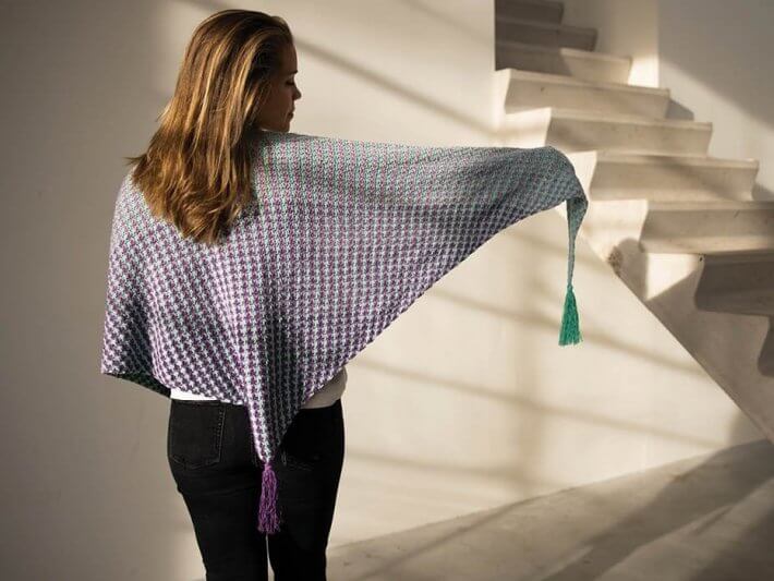 Houndstooth Triangle Shawl Pattern UK Crochet - Instant Download