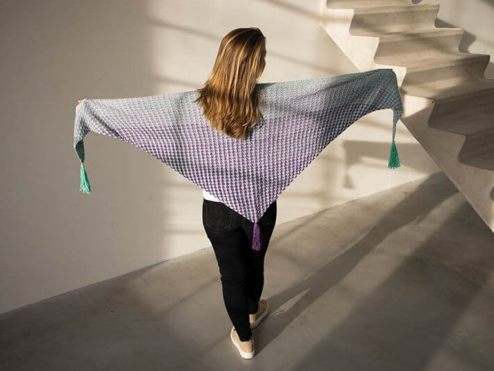 Houndstooth Triangle Shawl Pattern US Crochet - Instant Download